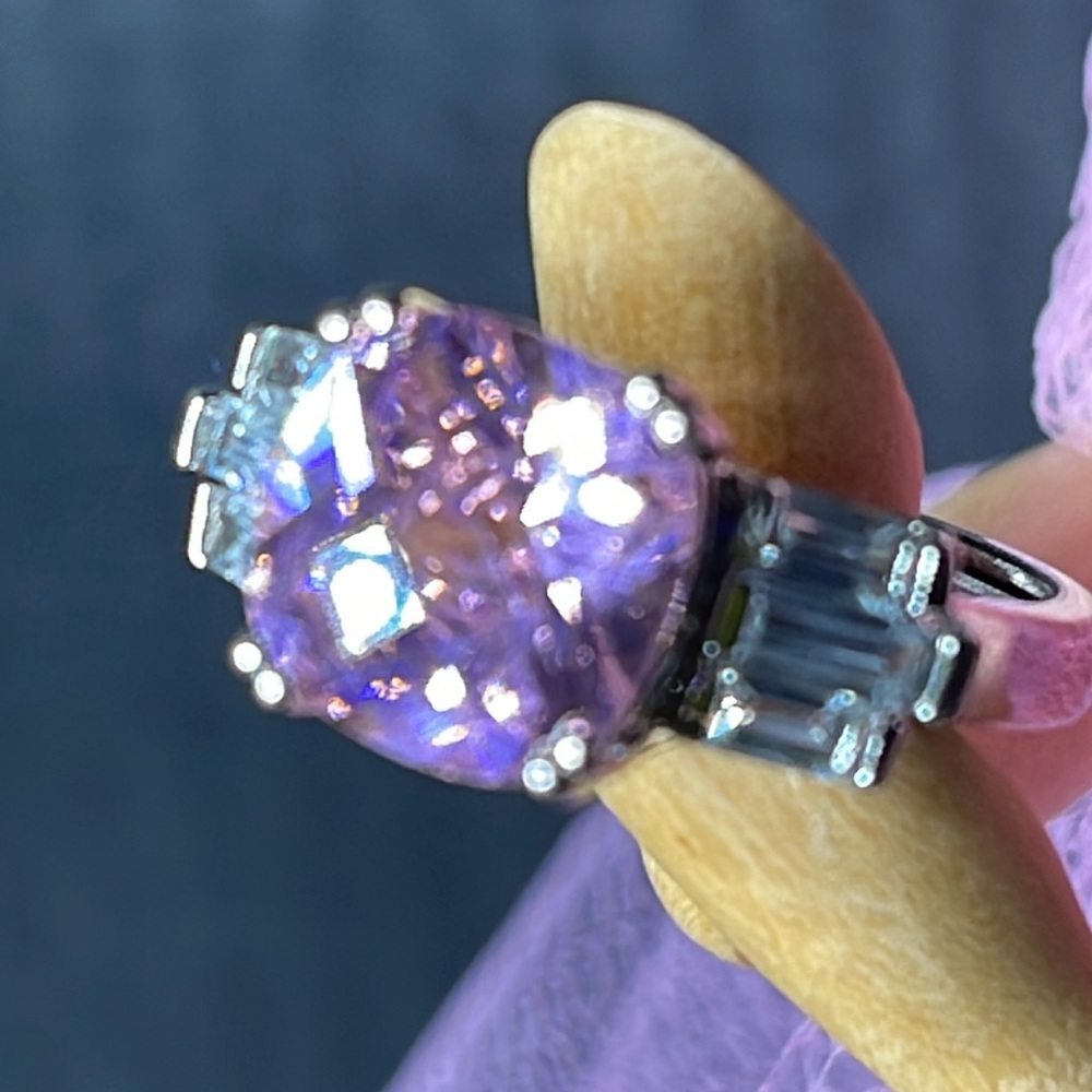 Pink Amethyst Rhinestone Statement Ring - Picture 13 of 16